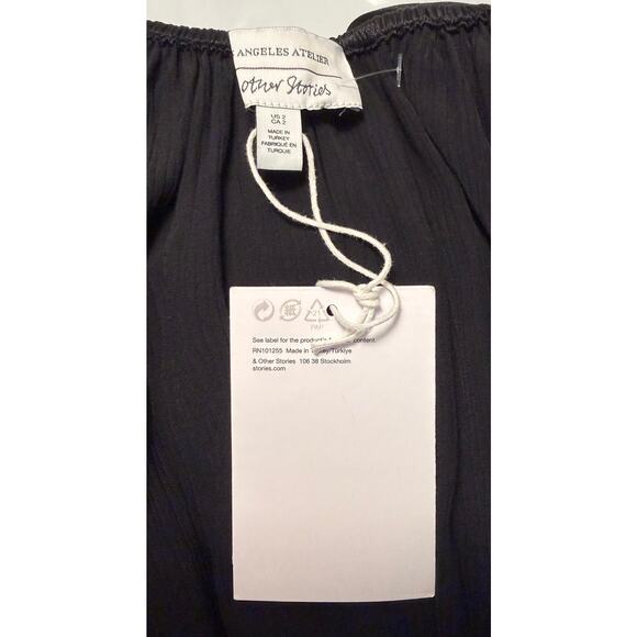 NWT & Other Stories Strappy Tassel Tie Midi Dress Black sz. 2 - Picture 7 of 11